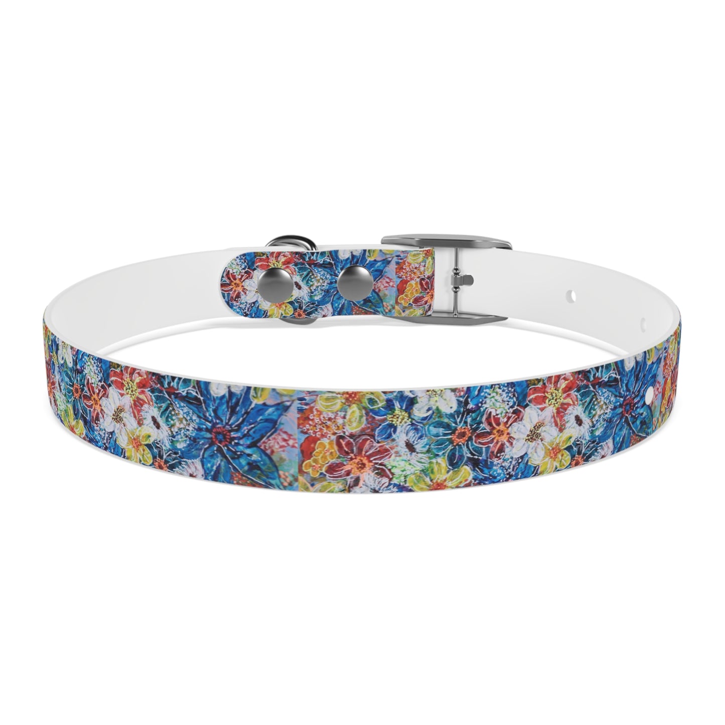 Dog Collar - No. 242 - Large Blue Flowers