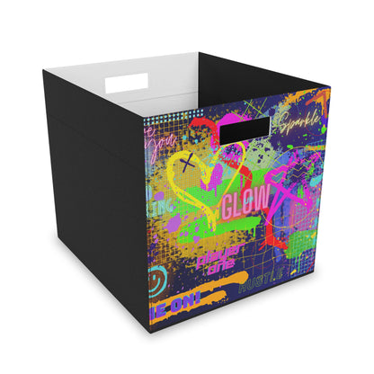 Felt Storage Box - No. 232 B 'Glow' - By Irish Artist Fiona de Lacy - Multicoloured Graffiti