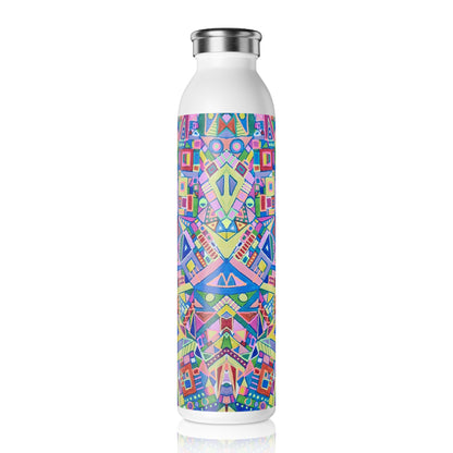 Slim Water Bottle - No. 256 Multicoloured Abstract -  By Irish Artist Fiona de Lacy