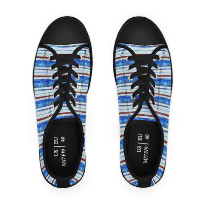 Women's Low Top Sneakers, Black Soles, No. 140 - Bird of Paradise - By Irish Artist Fiona de Lacy