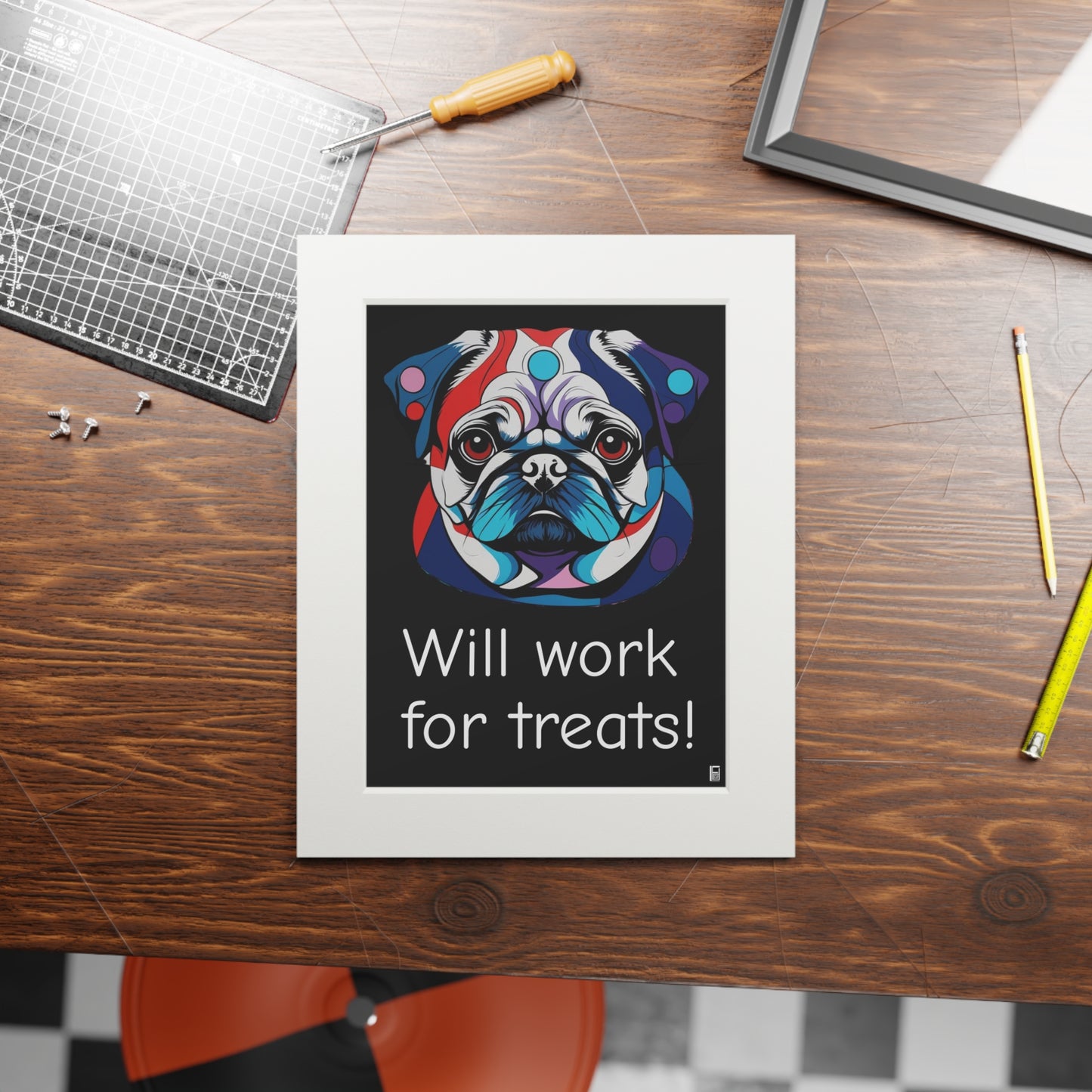 Fine Art Print (Cardboard Frame) - Pug