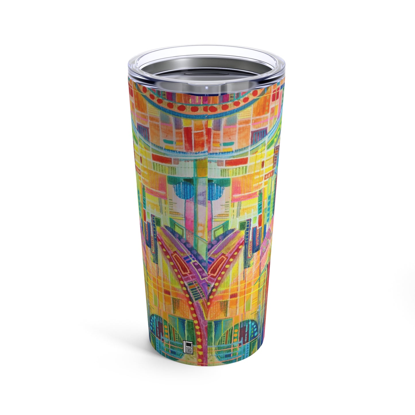 Tumbler 20oz - No. 234 - Multicoloured watercolours - By Irish Artist Fiona de Lacy