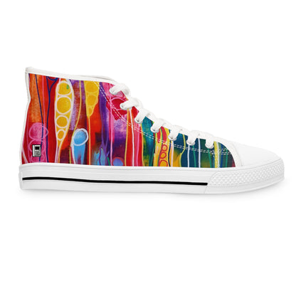 Women's High Top Sneakers, No. 237 C 'Pods' Green Heel, Multicoloured - Designed by Irish Artist Fiona de Lacy