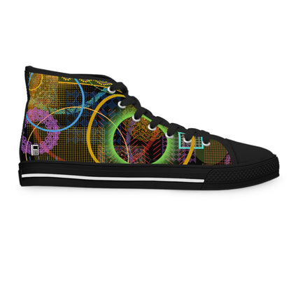 Women's High Top Sneakers, No. 299 - 'Rings' Multicoloured Abstract - By Irish Artist Fiona de Lacy