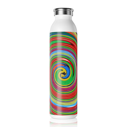 Slim Water Bottle - No. 303 - Blue & Orange swirl - By Irish Artist Fiona de Lacy