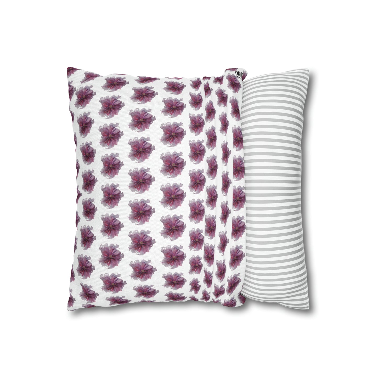 Cushion Pillow Case - No 269 Pink / Purple Flower on White