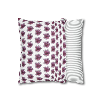 Cushion Pillow Case - No 269 Pink / Purple Flower on White