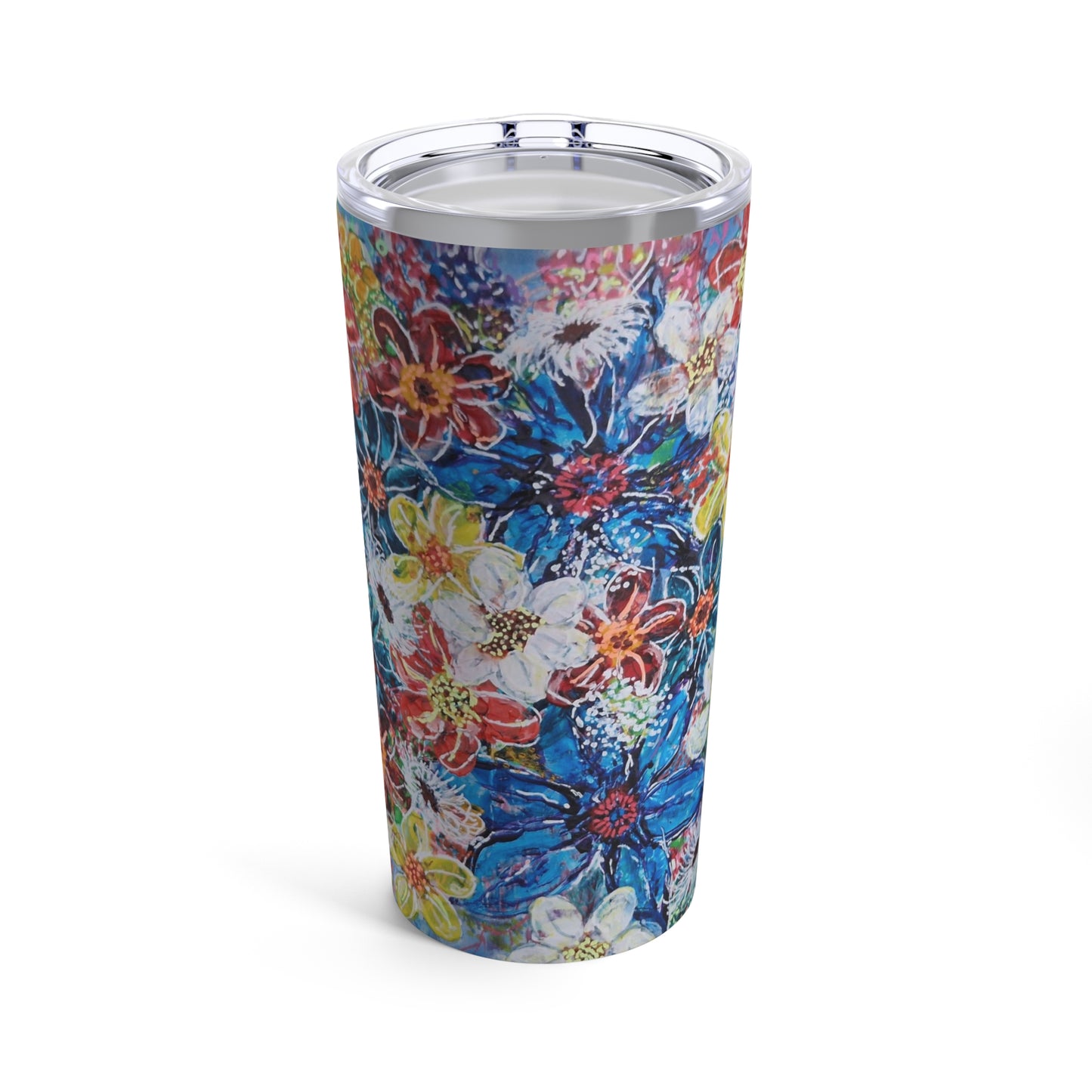 Tumbler 20oz - No.  242 - By Irish Artist Fiona de Lacy - Multicoloured Flowers