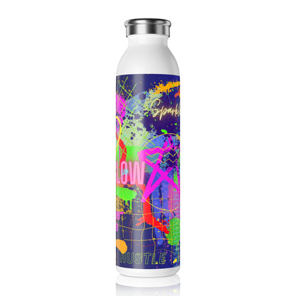 Slim Water Bottle - No. 232 - Multicoloured Graffiti 'Glow' - By Irish Artist Fiona de Lacy