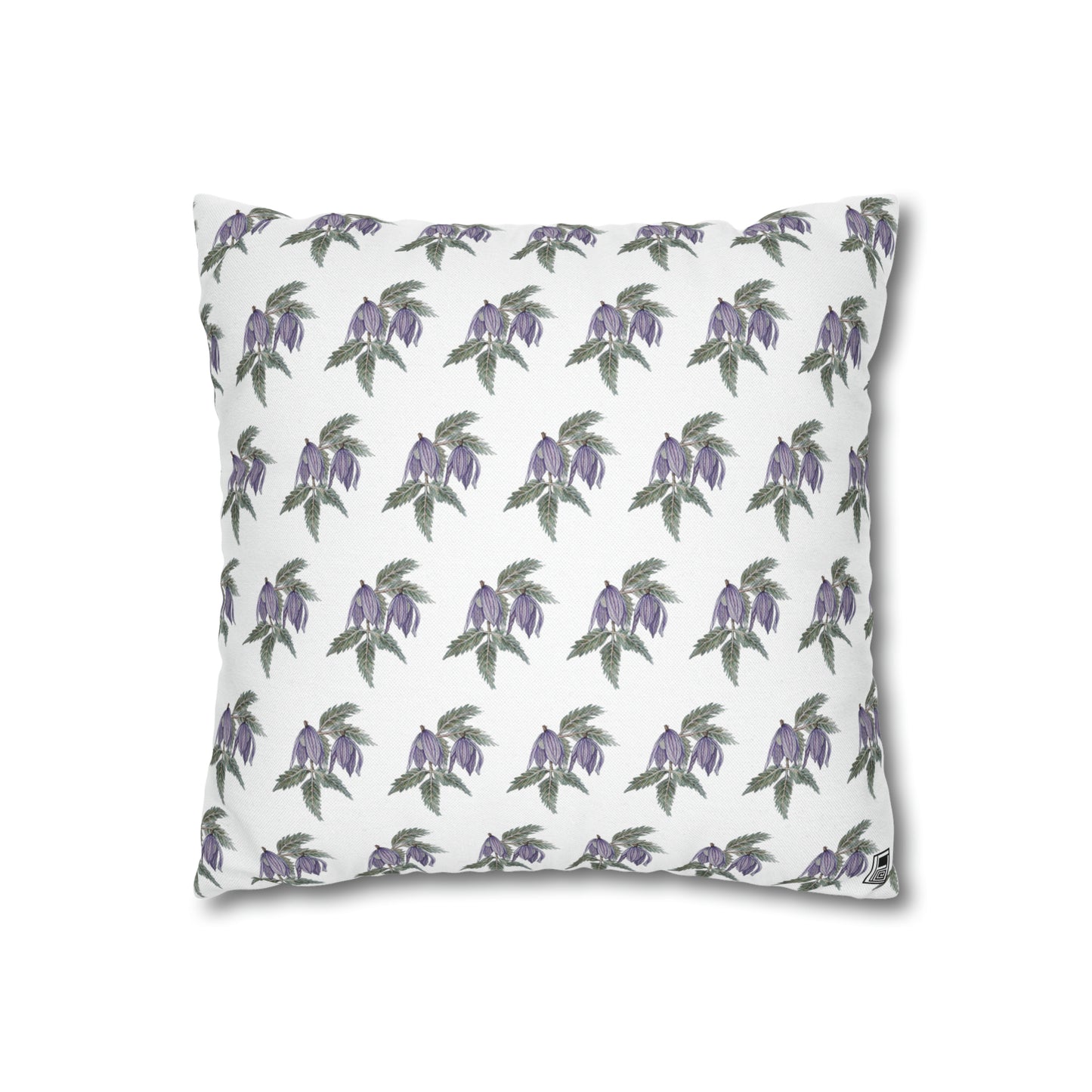 Cushion Pillow Case - No. 270 - Purple Drop Flowers on White