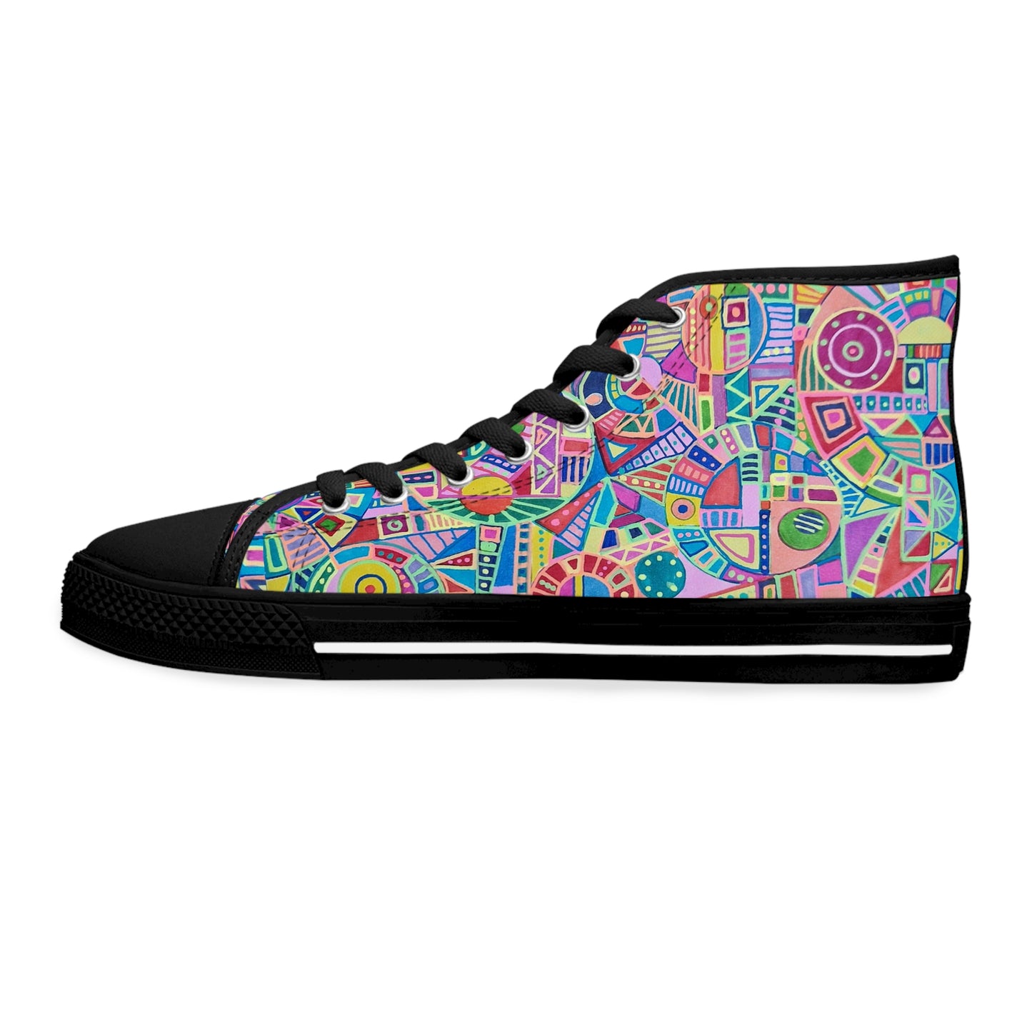 Women's High Top Sneakers, No. 258 - Multicoloured Abstract - By Irish Artist Fiona de Lacy