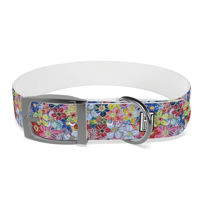 Dog Collar - No. 241 - Flowers on Pink