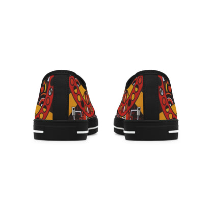 Women's Low Top Sneakers, Black Soles - No. 222 -  'Clockworks' By Irish Artist Fiona de Lacy