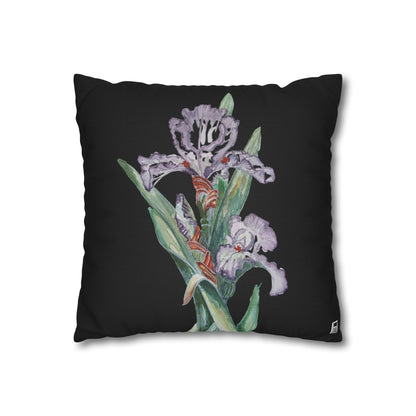 Cushion Pillow Case - No. 272 - Purple Orchid on Black