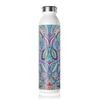 Slim Water Bottle - No. 255 Multicoloured Abstract -  By Irish Artist Fiona de Lacy