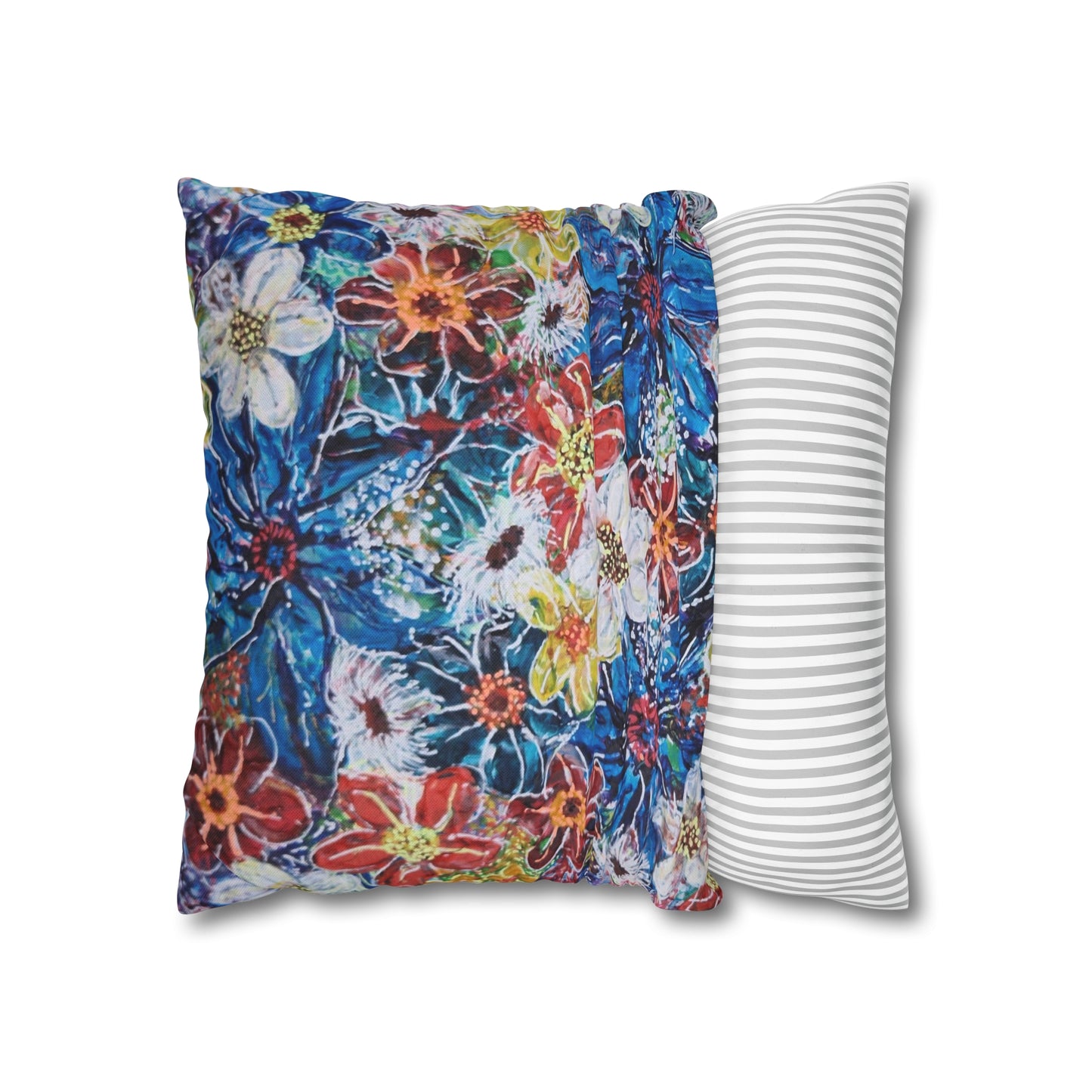 Cushion Pillow Case - No. 242 -  Large Blue Flowers