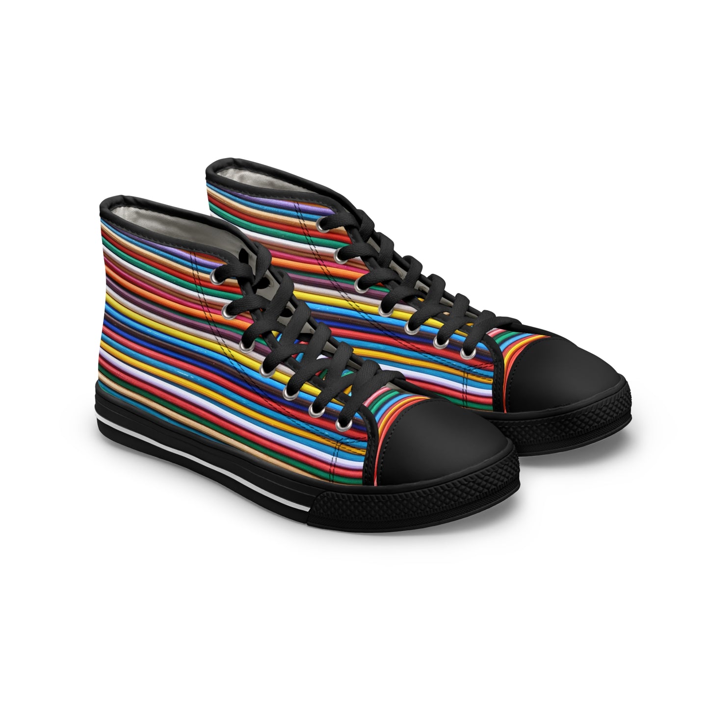 Women's High Top Sneakers - No. 309 - Multicoloured Lines - By Irish Artist Fiona de Lacy