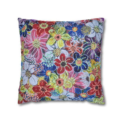 Cushion Pillow Case - No. 240 - Multicoloured Flowers on Pink