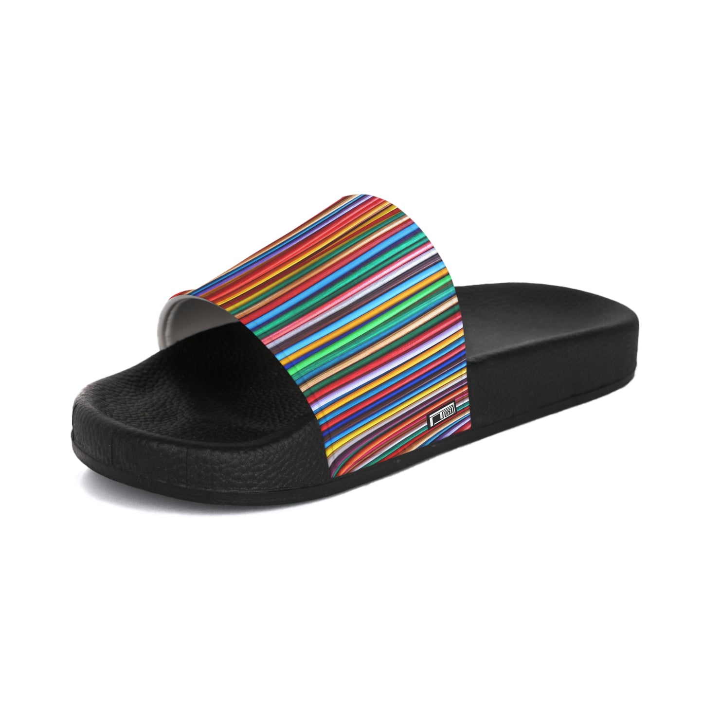 Women's Slide Sandals - No. 309 - Multicoloured Rectangles - By Irish Artist Fiona de Lacy
