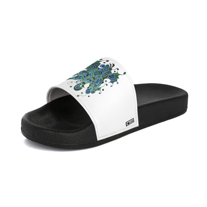 Women's Slide Sandals - No. 146 - Bird of Paradise on White - By Irish Artist Fiona de Lacy