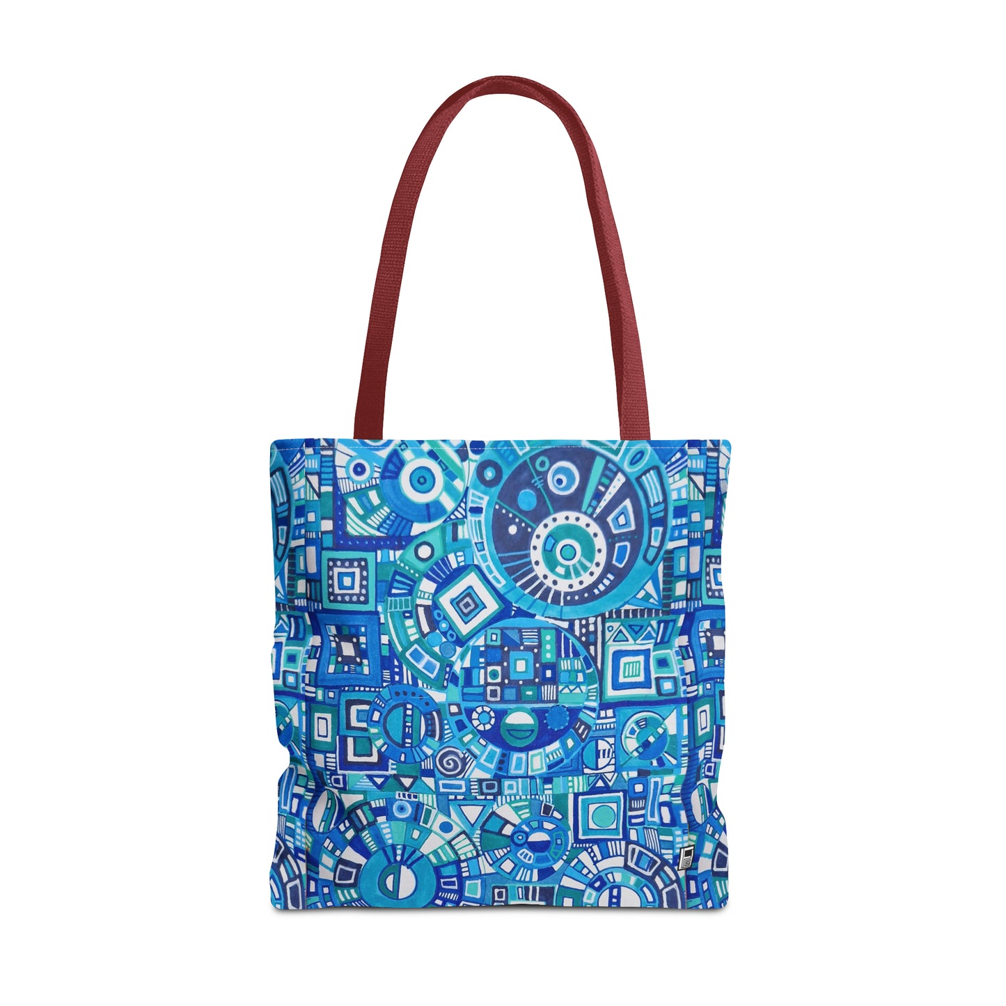 Tote Bag  - No. 262 Geometric Blue - By Irish Artist Fiona de Lacy