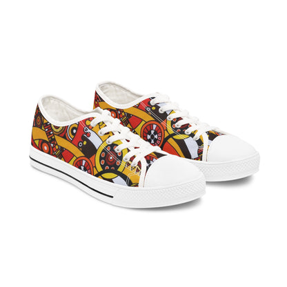 Women's Low Top Sneakers, Black Soles - No. 222 -  'Clockworks' By Irish Artist Fiona de Lacy