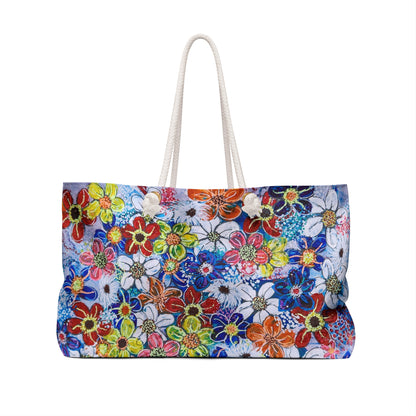 Weekender / Beach / Overnight Bag -  No. 240 - 'Flowers on Purple'