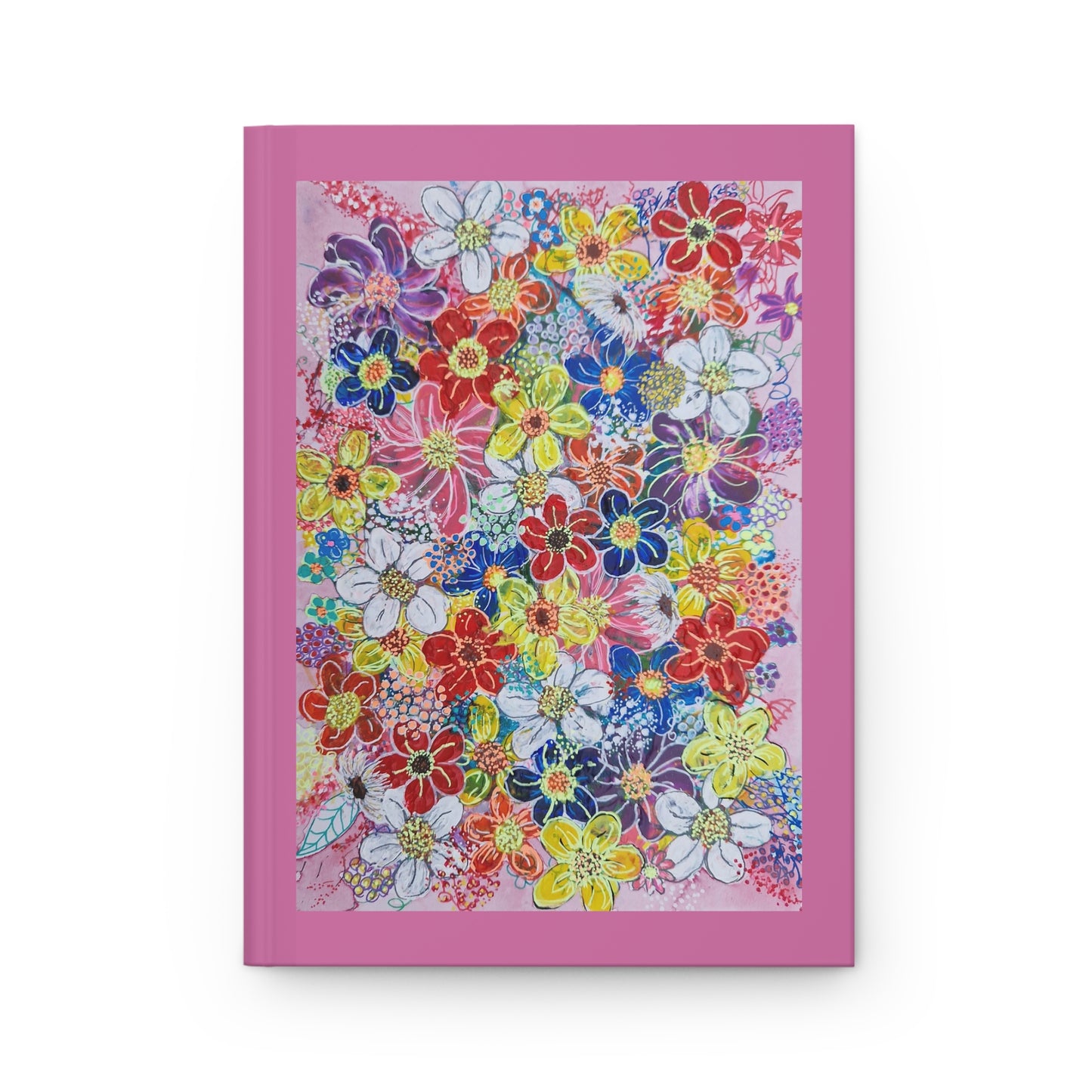 Hardcover Journal Matte (Lined) - No. 241 'Multicoloured Flowers on Pink' - By Irish Artist Fiona de Lacy