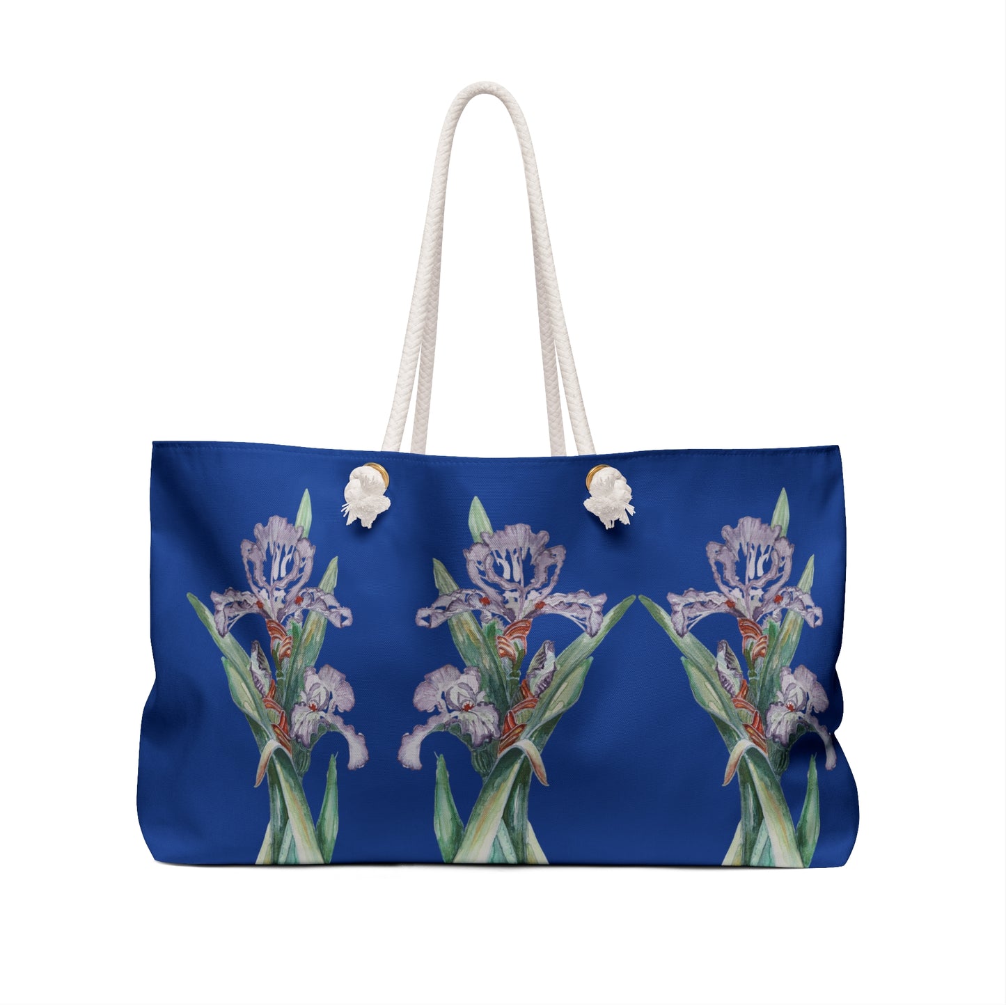 Weekender / Beach / Overnight Bag - No. 272 - Purple Orchid on Blue