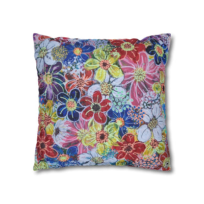 Cushion Pillow Case - No. 240 - Multicoloured Flowers on Pink