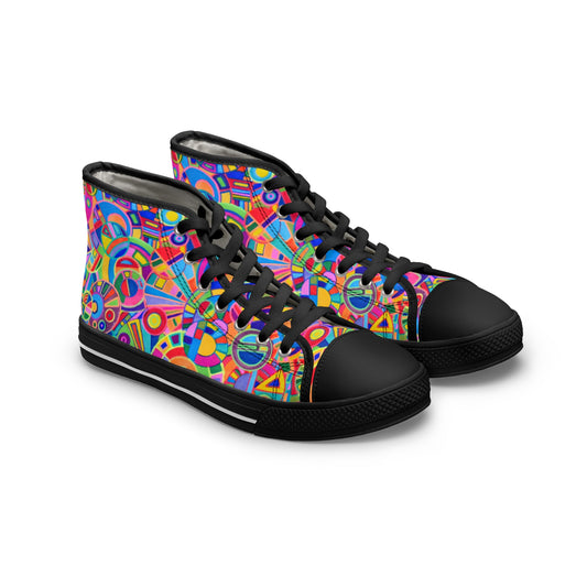 Women's High Top Sneakers - No. 265 - Multicoloured Abstract Circles - Irish Artist Fiona de Lacy