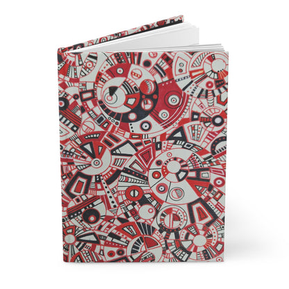 Hardcover Journal Matte (Lined) - No. 276 - Geometric Red, White & Black - By Irish Artist Fiona de Lacy