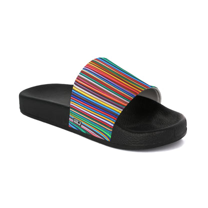Women's Slide Sandals - No. 309 - Multicoloured Rectangles - By Irish Artist Fiona de Lacy