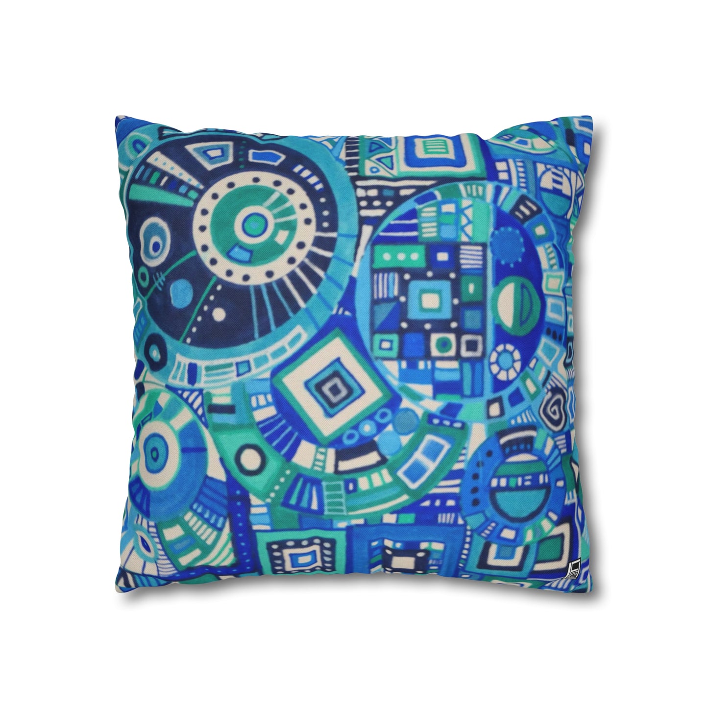 Cushion Pillow Case - No. 262 - Blue Geometric Abstract