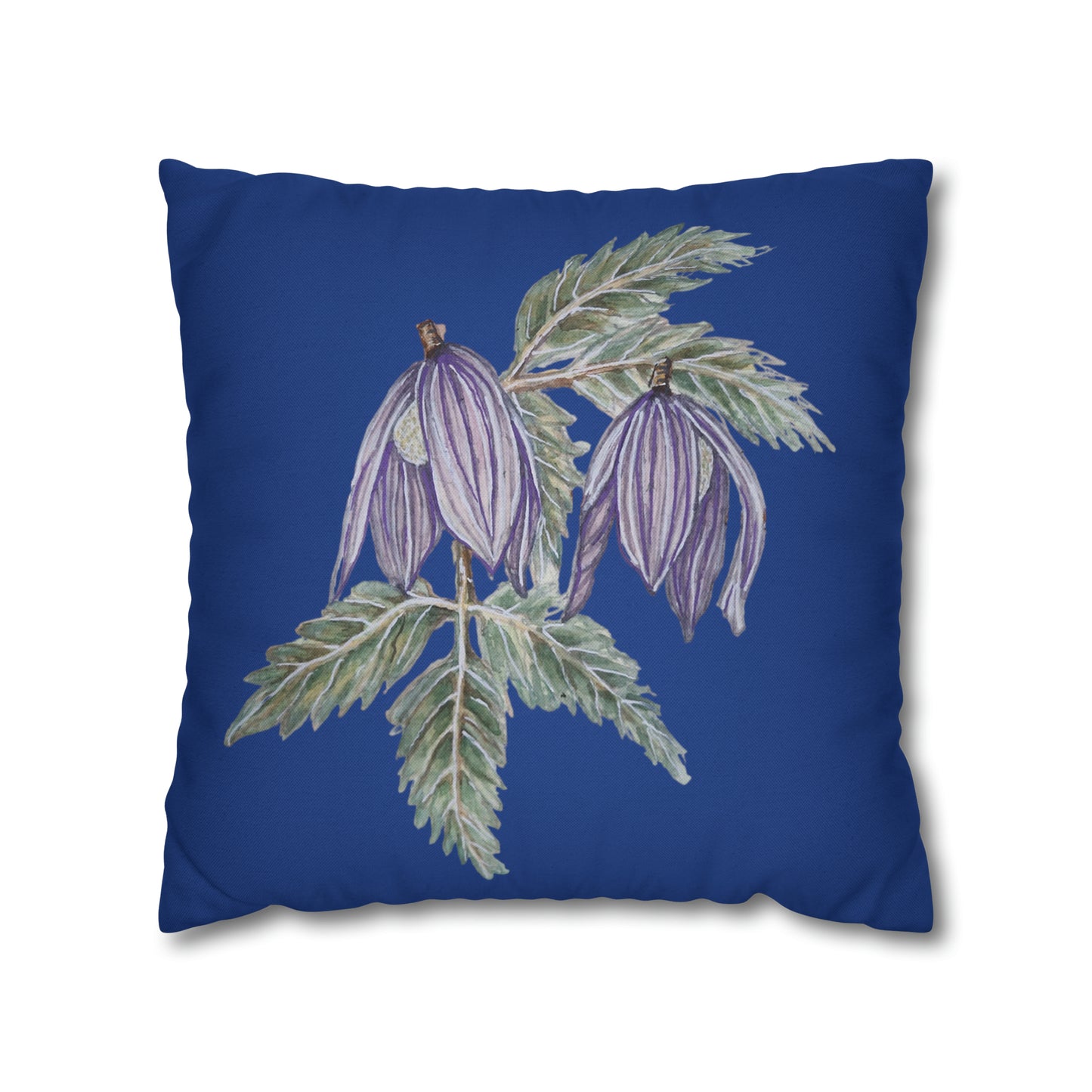 Cushion Pillow Case - No. 270 - Purple Drop Flowers on Navy Blue