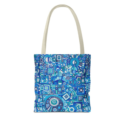 Tote Bag  - No. 262 Geometric Blue - By Irish Artist Fiona de Lacy