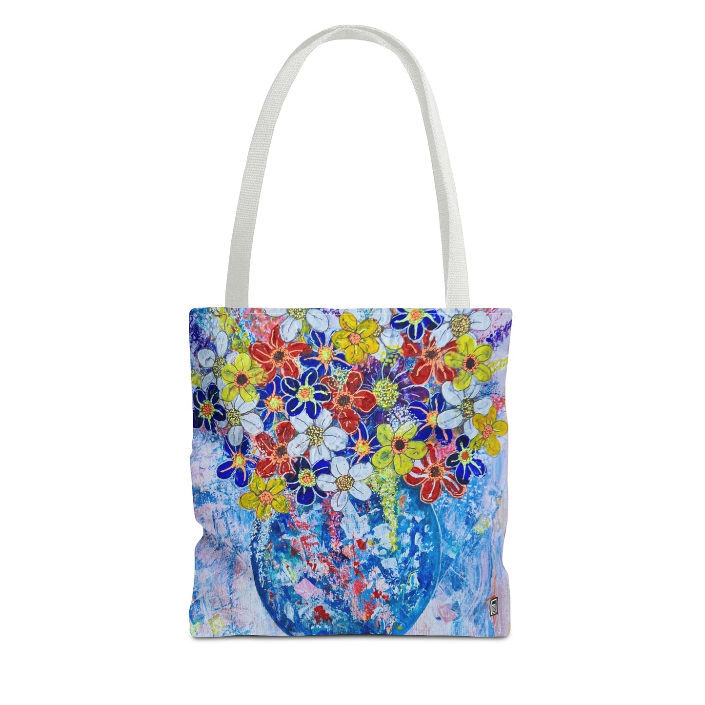 Tote Bag  - No. 242 - Blue round vase of Flowers