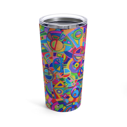 Tumbler 20oz - No.  265 Multicoloured Abstract - By Irish Artist Fiona de Lacy