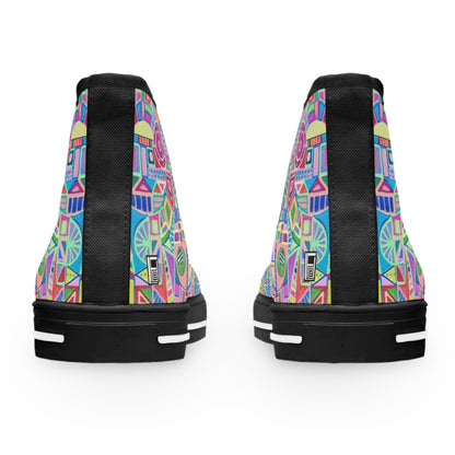 Women's High Top Sneakers, No. 258 - Multicoloured Abstract - By Irish Artist Fiona de Lacy