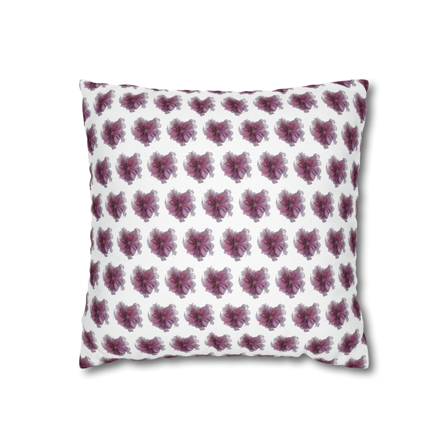 Cushion Pillow Case - No 269 Pink / Purple Flower on White
