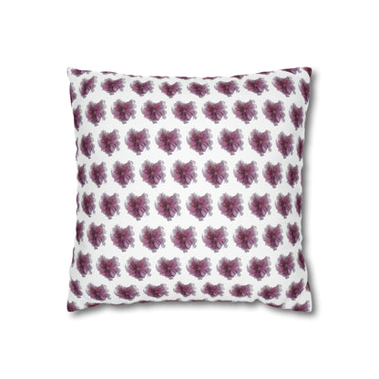 Cushion Pillow Case - No 269 Pink / Purple Flower on White