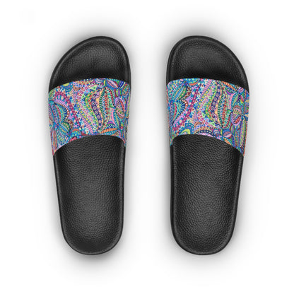 Women's Slide Sandals - No. 255 - Multicoloured Abstract - By Irish Artist Fiona de Lacy