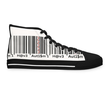 Women's High Top Sneakers - No. 310 Black & White - 'I have autism'  - Designed by Irish Artist Fiona de Lacy