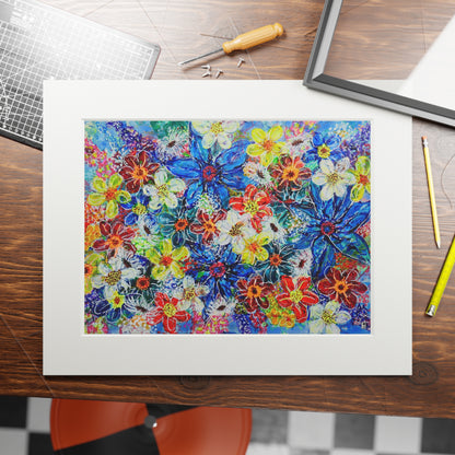 Fine Art Print (Cardboard Frame) - No. 242  - Large Blue Flowers