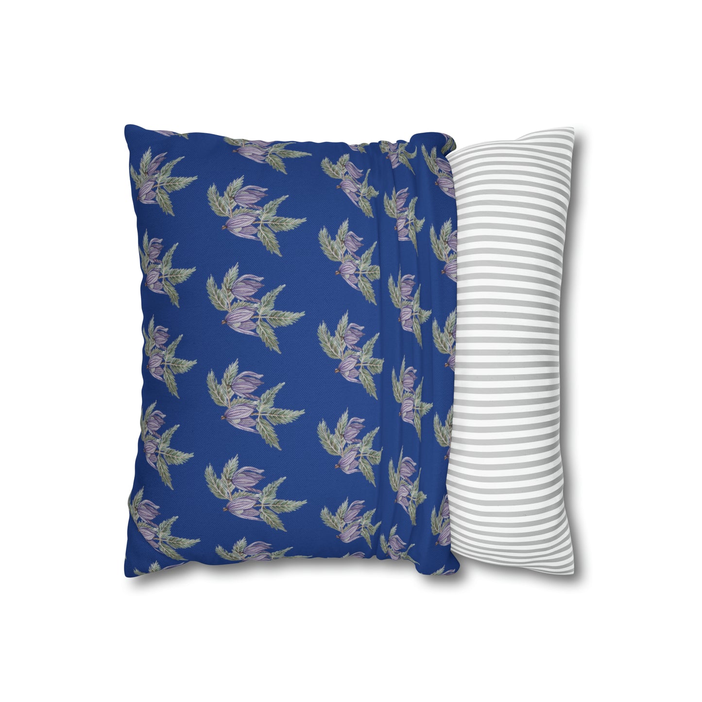 Cushion Pillow Case - No. 270 - Purple Drop Flowers on Navy