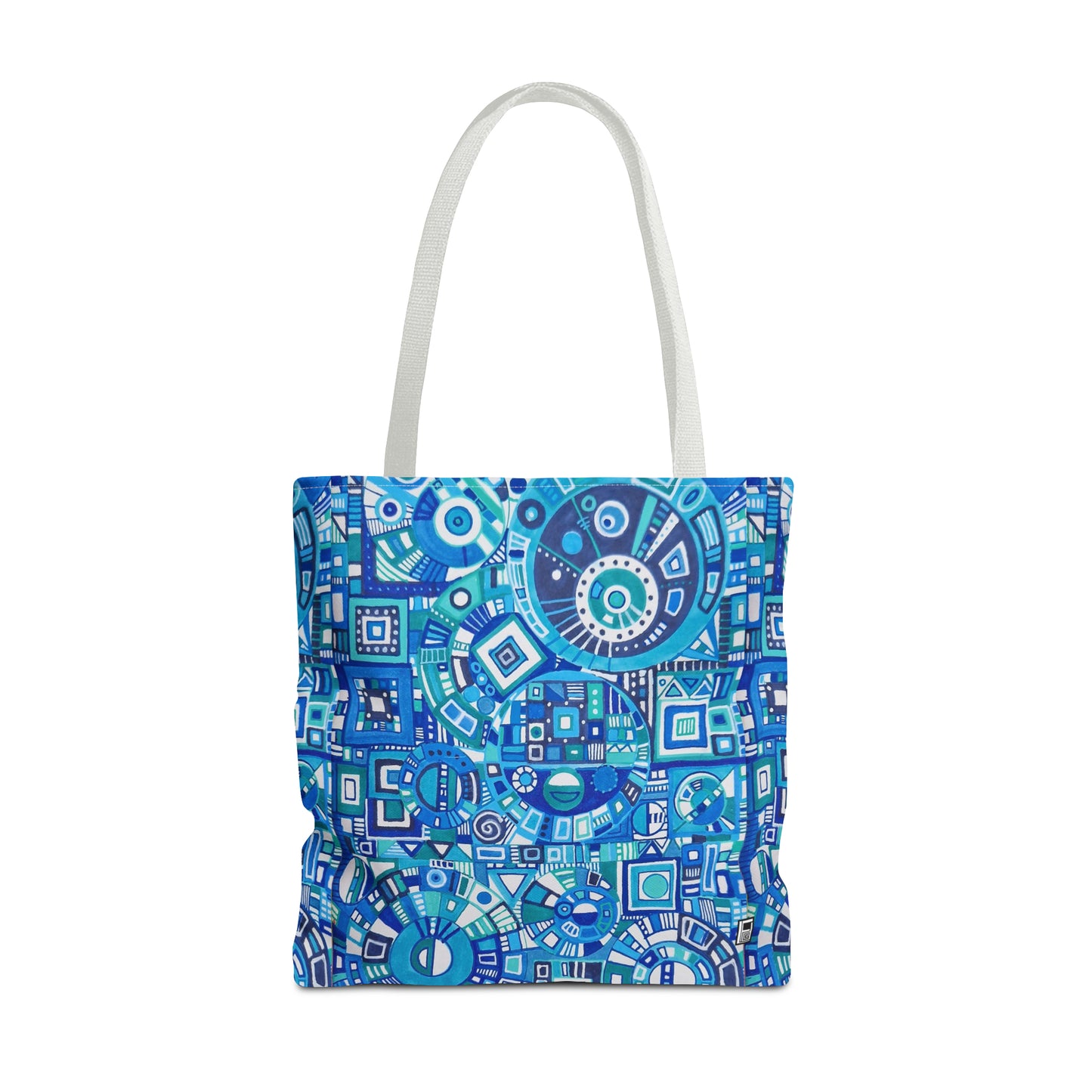 Tote Bag  - No. 262 Geometric Blue - By Irish Artist Fiona de Lacy