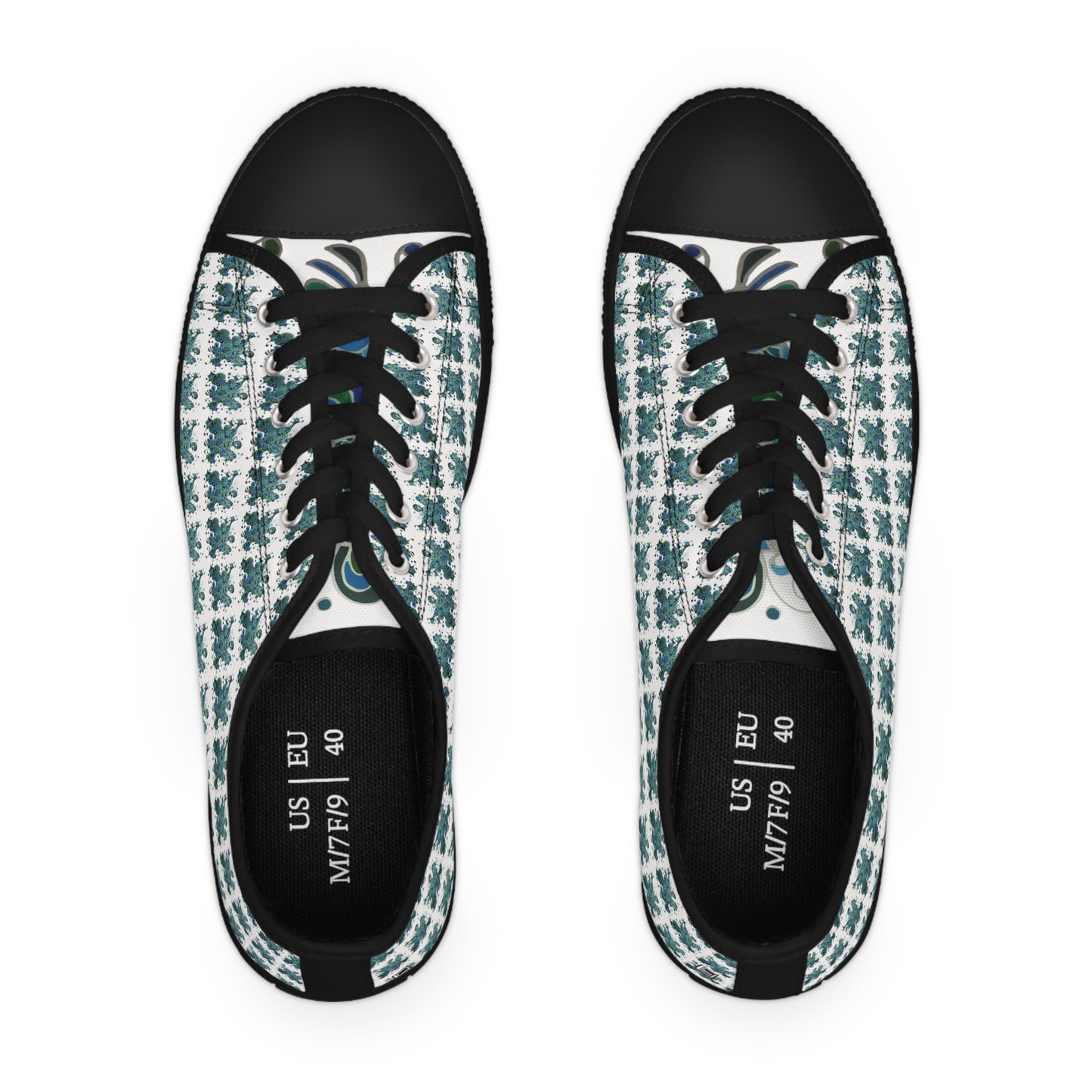 Women's Low Top Sneakers, Black Soles, No. 146 - Bird of Paradise - By Irish Artist Fiona de Lacy