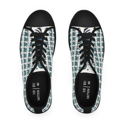 Women's Low Top Sneakers, Black Soles, No. 146 - Bird of Paradise - By Irish Artist Fiona de Lacy