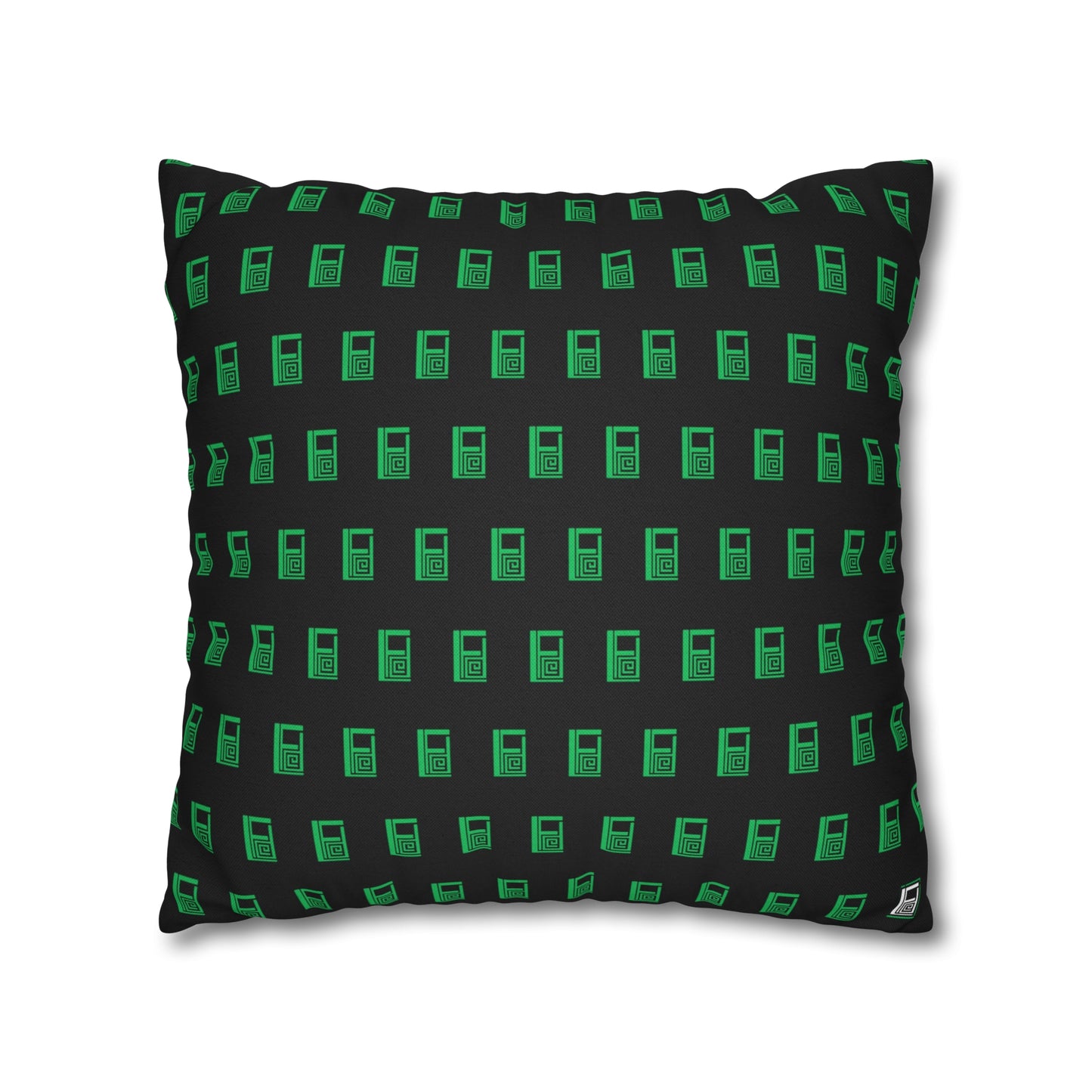 Cushion Pillow Case - No. 000GN - Green Logo on Black