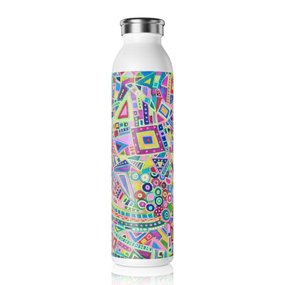 Slim Water Bottle - No. 259 Multicoloured Abstract -  By Irish Artist Fiona de Lacy